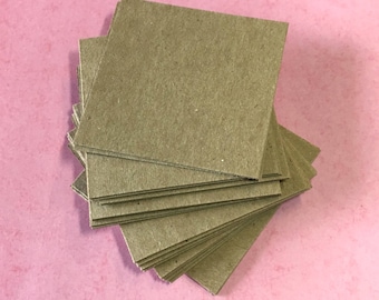 Square Kraft Chipboard Cards (100) - lightweight 2.5" blank cards . arts and crafts supplies . flat cardboard cards, rounded/square corners