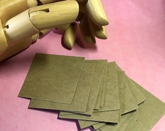Square Kraft Chipboard Cards (50) - lightweight 2.5" blank cards, arts and crafts supplies, flat with rounded/square corners cardboard cards