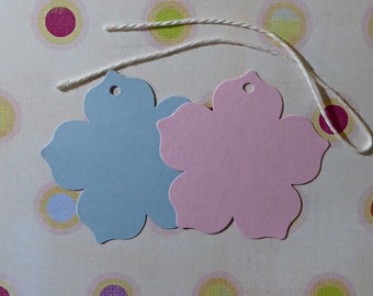 Flower Tags (50) - pink and/or blue large five petal flower tags . baby showers, bridal showers, gifts, or products . blank product labels