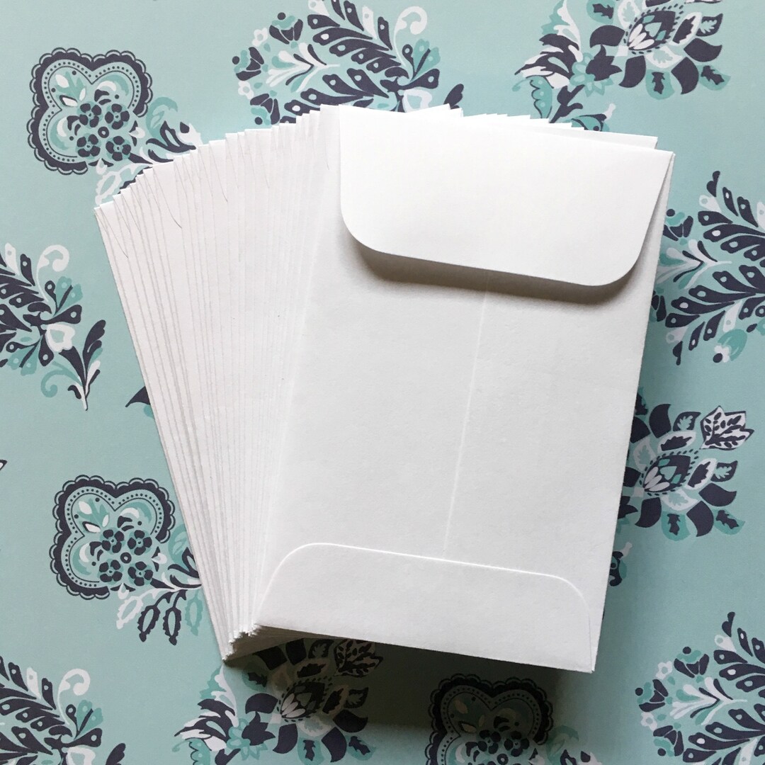 Coin Envelopes 50 White Mini, Business Card Size 2.25 X 3.5 With Gummed