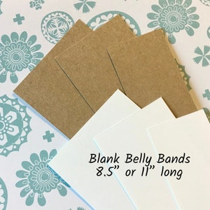 Bandes ventrales/emballages de produit (50) - Bandes kraft marron, blanches et blanches, 8,5 po. / 11 po., étiquettes DIY vierges, savons, mèches, cartes, tricots, serviettes