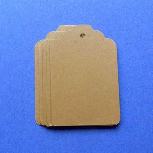 Kraft Scallop Top Tags (50) - grandi etichette per bagagli vuote da 1,5"x2,25" merce regali prezzo prodotti, venditore Etsy fornisce spago per panettieri