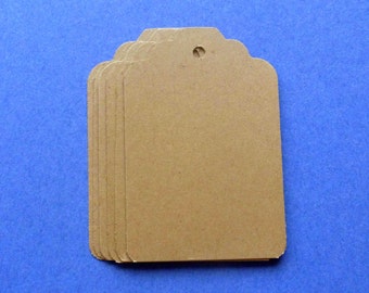 Kraft Scallop Top Tags (50) - large 1.5"x2.25" blank luggage tags merchandise gifts products price, Etsy seller supplies bakers twine ties