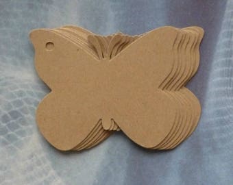 50 large butterfly tags kraft brown price tags hang tags blank tags butterflies gift tags party favors treat bags craft supplies labels