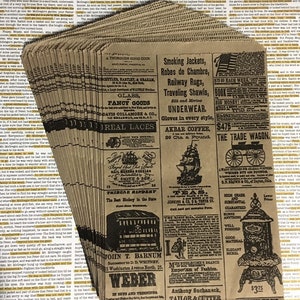 Sacchetti pubblicitari per giornali vintage (25) - piccoli (4,75 x 6,75) Carta piatta Kraft Confezioni per articoli Bomboniere Dolcetti Regali Prodotti Aspetto antico