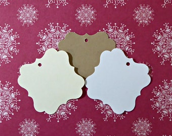 50 bracket tags gift tag kraft, white, ivory tag w string price tag clothing hang tag seller supplies blank tag merchandise product label