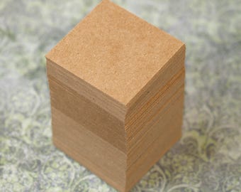 Kraft Chipboard Cards (50) - blank 3x3 square cards, crafting DIY projects, Etsy shop supplies, recycled cards, arts/crafts, smooth surface