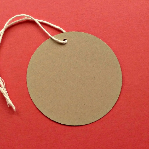 Large Round Kraft Tags 50 Big Circle Tags 2 Diameter With Bakers Twine Ties  . Blank Tags for DIY Product Labels, Price Tags, Gift Tags 