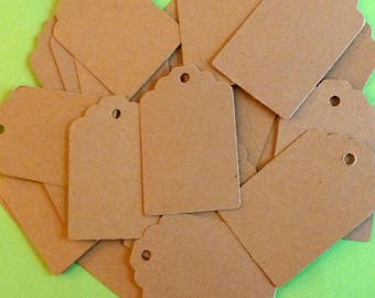 Kraft Tags (50) - scalloped top 1.25"x1.75" blank luggage tags gift tags cardstock hang tags price tag Etsy seller supplies packaging supply