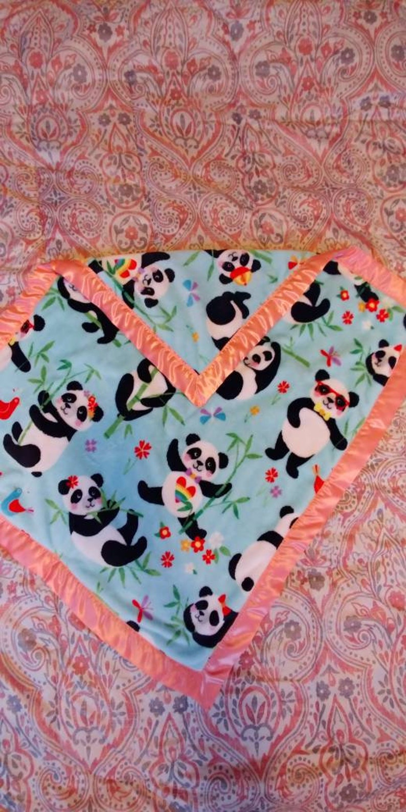 Coral Panda Baby Blanket