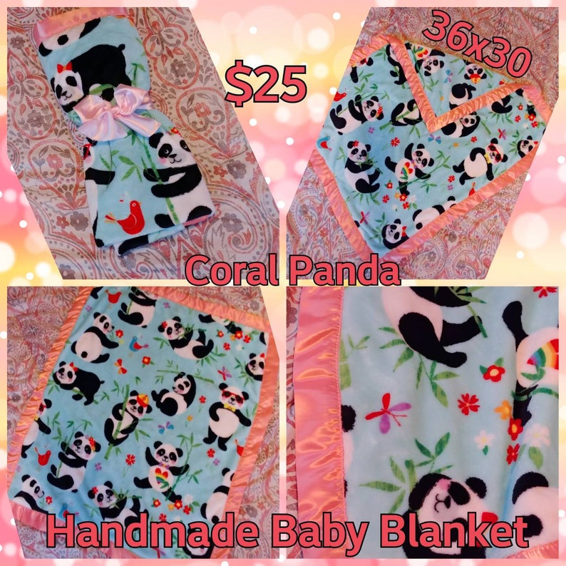 Coral Panda Baby Blanket