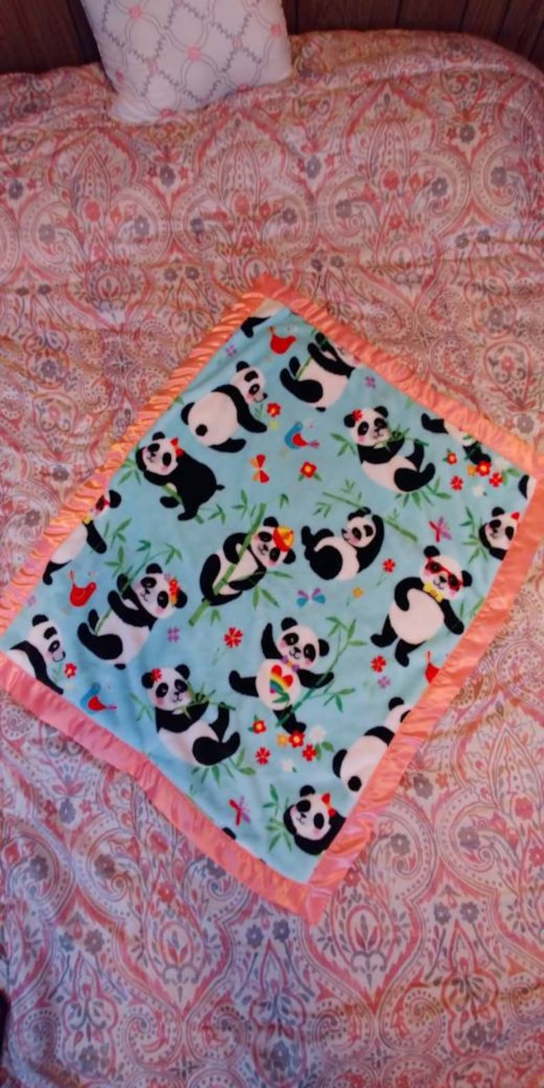Coral Panda Baby Blanket