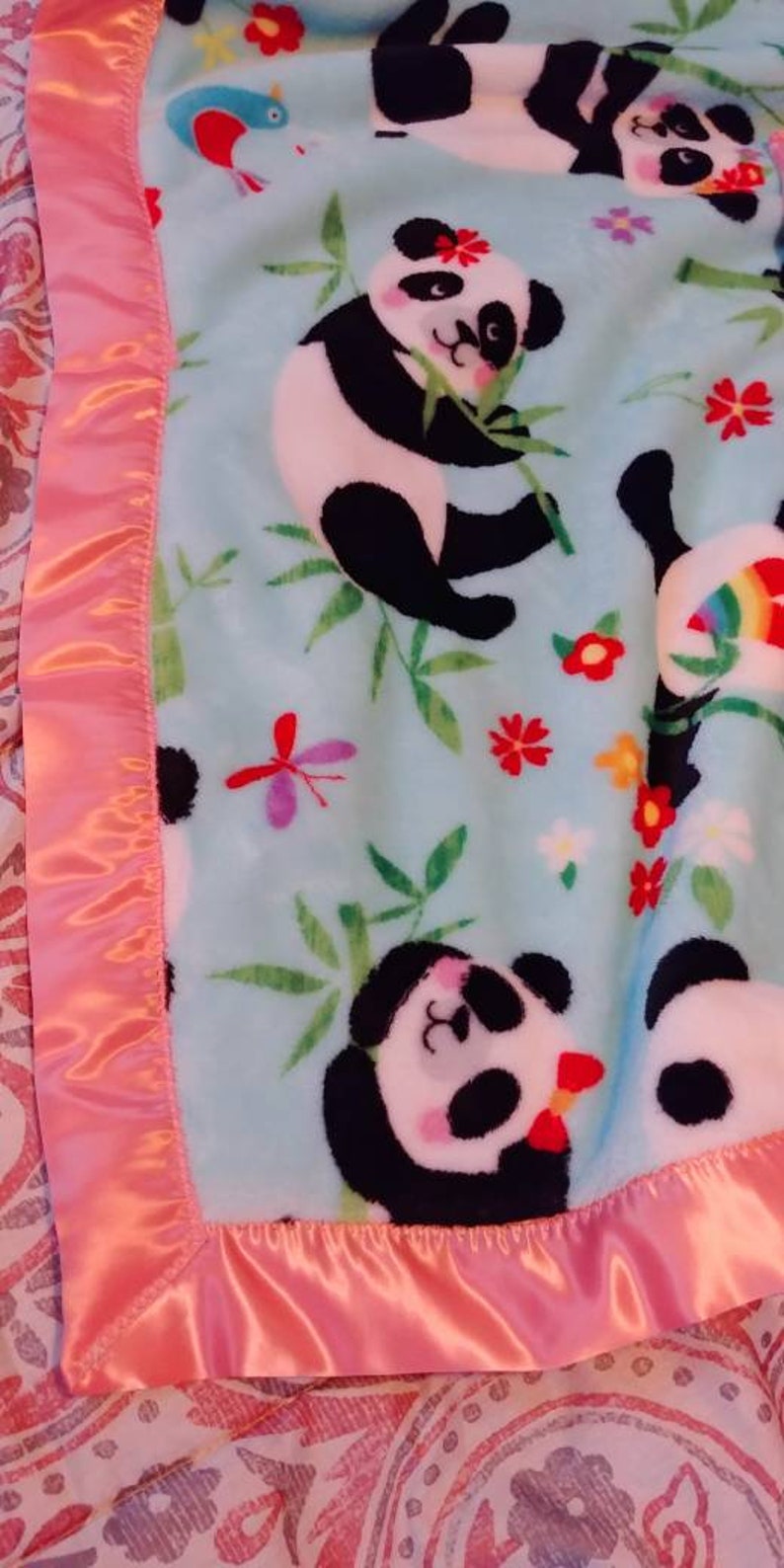 Coral Panda Baby Blanket