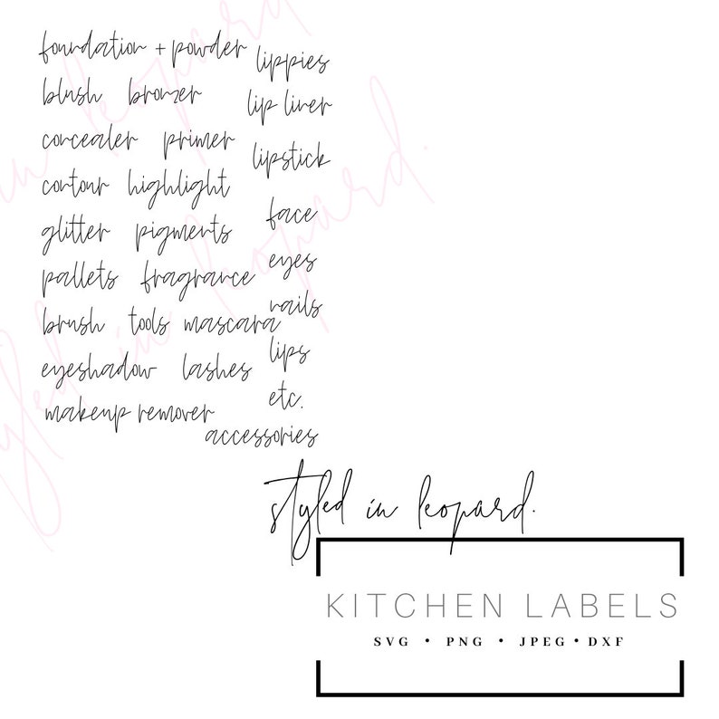 Makeup / Vanity Labels SVG DIGITAL DOWNLOAD Cutting Files Etsy