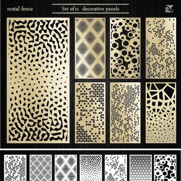 21 Original dekorative Trennwände Panel-Schirm, CNC Vektor-Datei Dxf, SVG, Ai, Cdr, für Laser-Plasma-Schneiden, Dekorative Metallzaun.