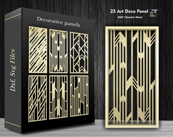 Decorative Art Deco Panel in modern style, Room divider geometric patterns, Grill metal fence, laser, plasma and CNC cutting files Dxf, Svg