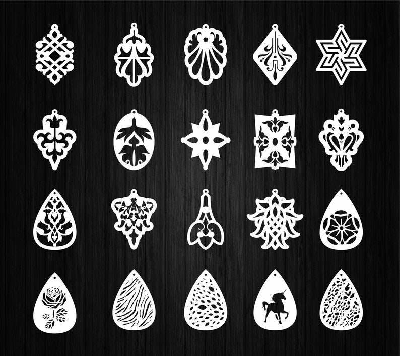 Download Earrings 20 digital file for laser cutting svg. eps. dxf ...