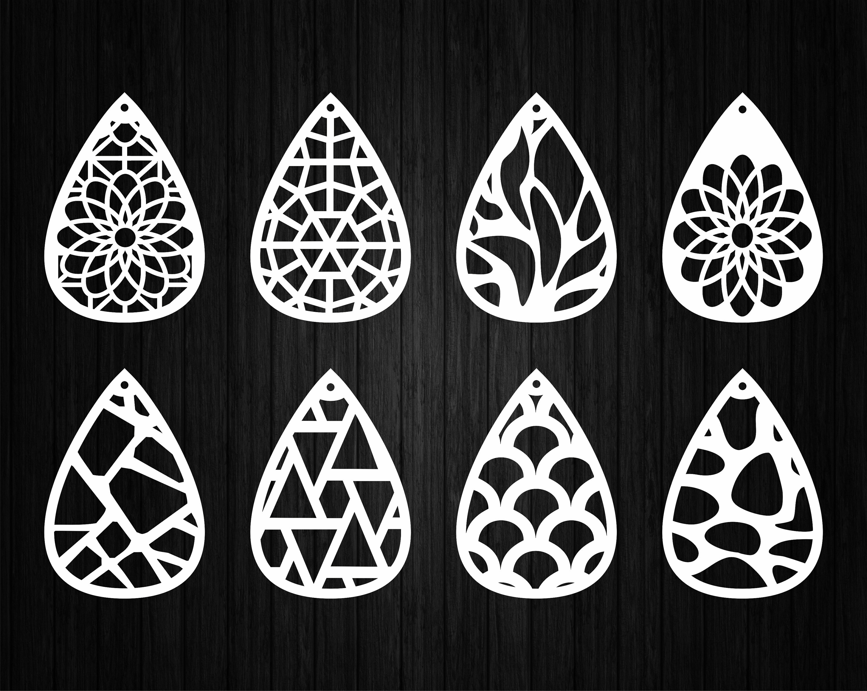 8 Vector files earrings for laser and CNC machine cutting | Etsy