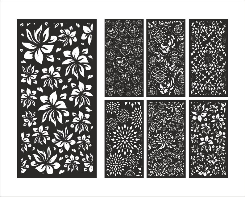 Floral patterns set of vector panels DXF.AI.SVG. for laser ...