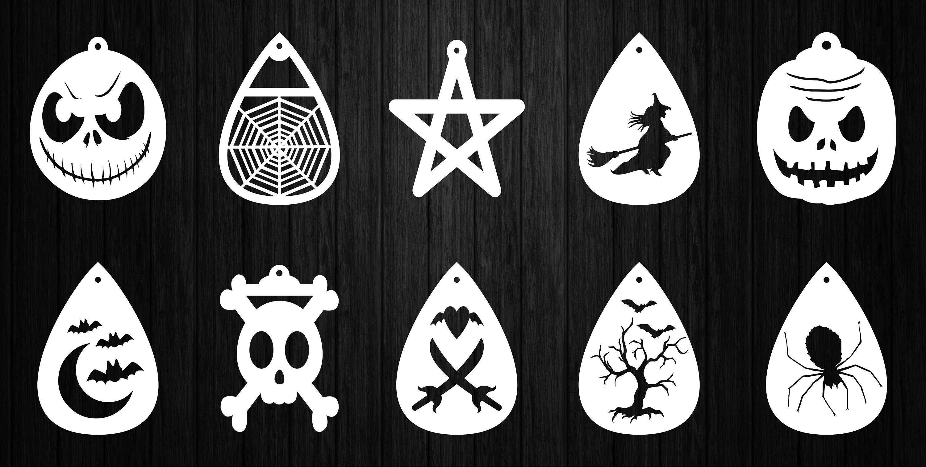 Holiday earrings for halloween 20 vector templates for laser Etsy