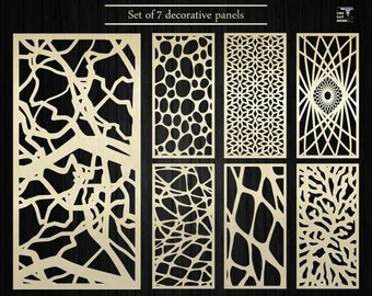 7 Decorative geometric panel Dxf.Ai.Svg.Eps. Room divider. Inter room screen.Plasma cut.Vector panel patterns.Interior partitions.laser cut