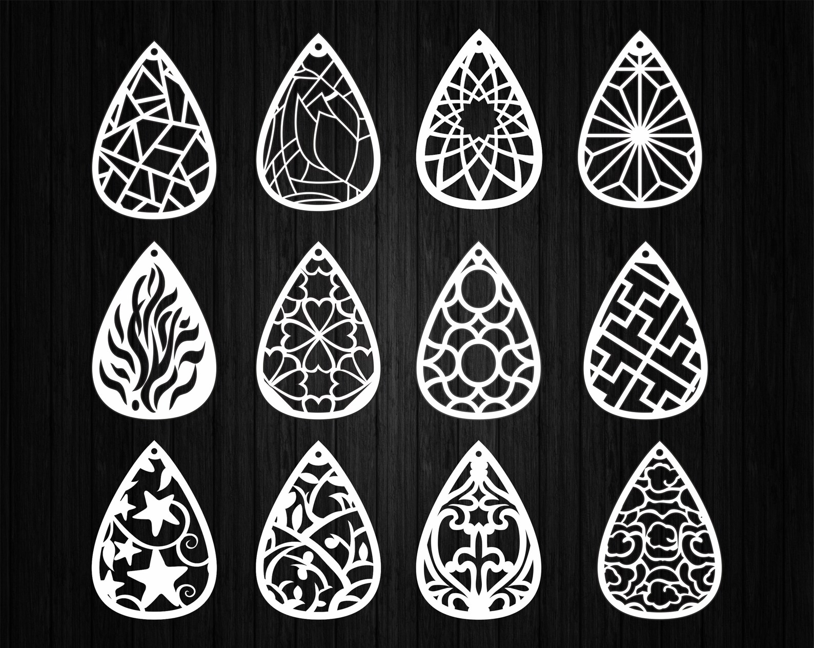 12 Teardrop Earrings Bundle SVG Digital Files for Glowforge - Etsy