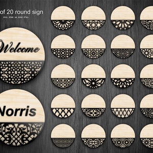 Lot de 20 affiches SVG pour accroche-porte en arabe, plaque de bienvenue ronde avec motif marocain, décoration murale islamique découpée au laser, Glowforge, modèle Svg, dxf, Ai