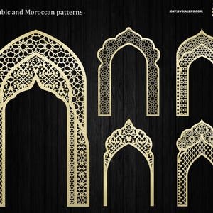 Porta ad arco marocchina, pannello decorativo da parete in stile arabo, motivi mihrab islamici, file di taglio CNC e laser Svg, Dxf, Ai, Cdr