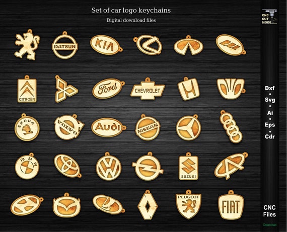 Lot de porte-clés pour clés de voiture Svg, logo de marques de voiture pour  clé, porte-clés modèles découpés au laser, porte-clés fichiers vectoriels  Svg, Dxf, Ai, Cdr, Pdf. -  Canada