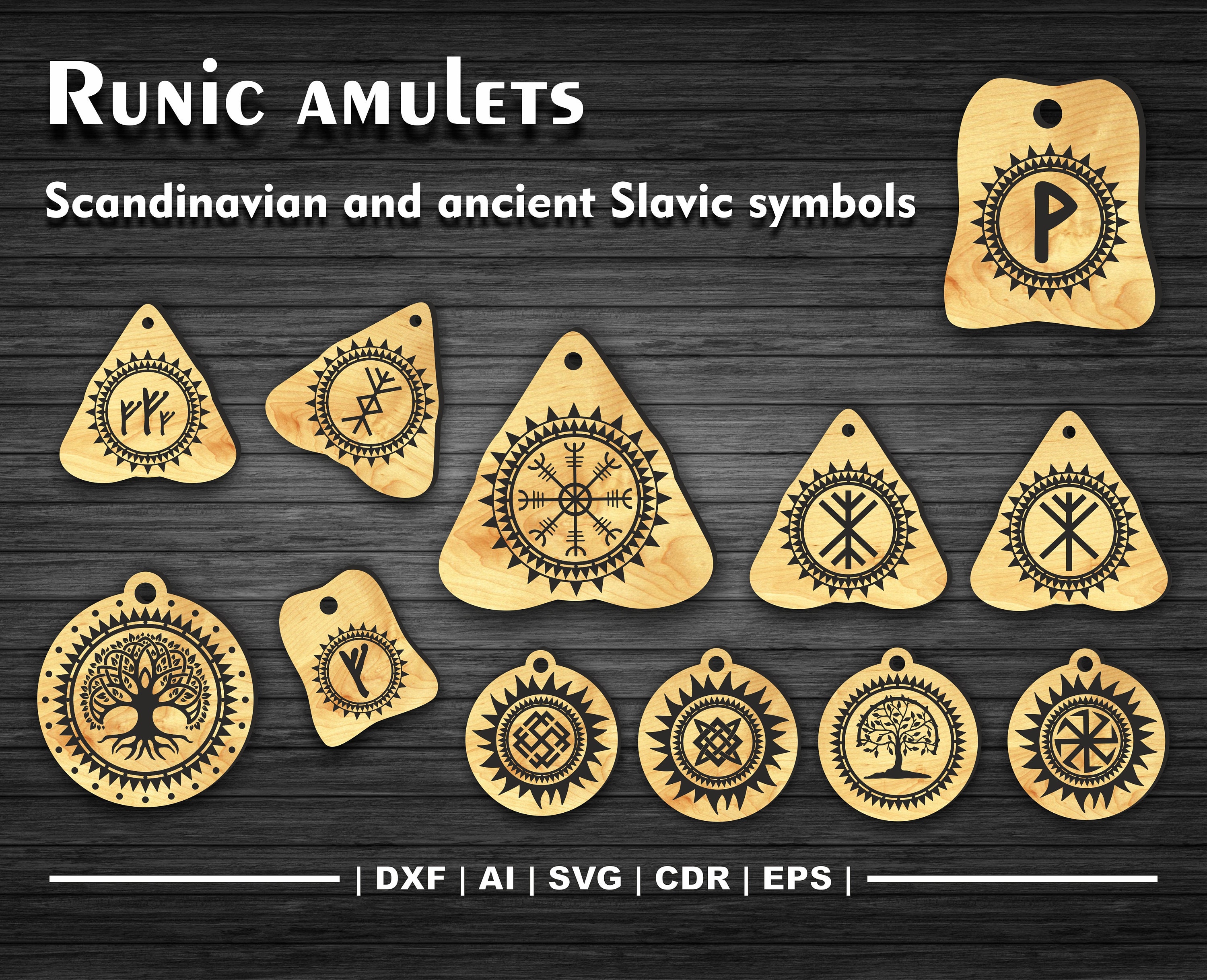 Set of Vector dxfaisvg Templates Runic Amulets - Etsy
