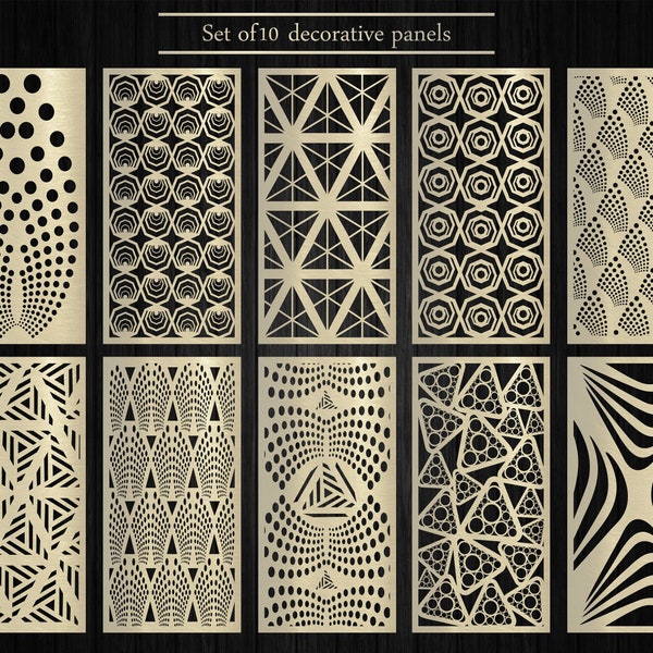 Decor panel with abstract and geometric pattern, Decorative metal fence panels, Room divider CNC files for laser cutting - Dxf, Svg, Ai.