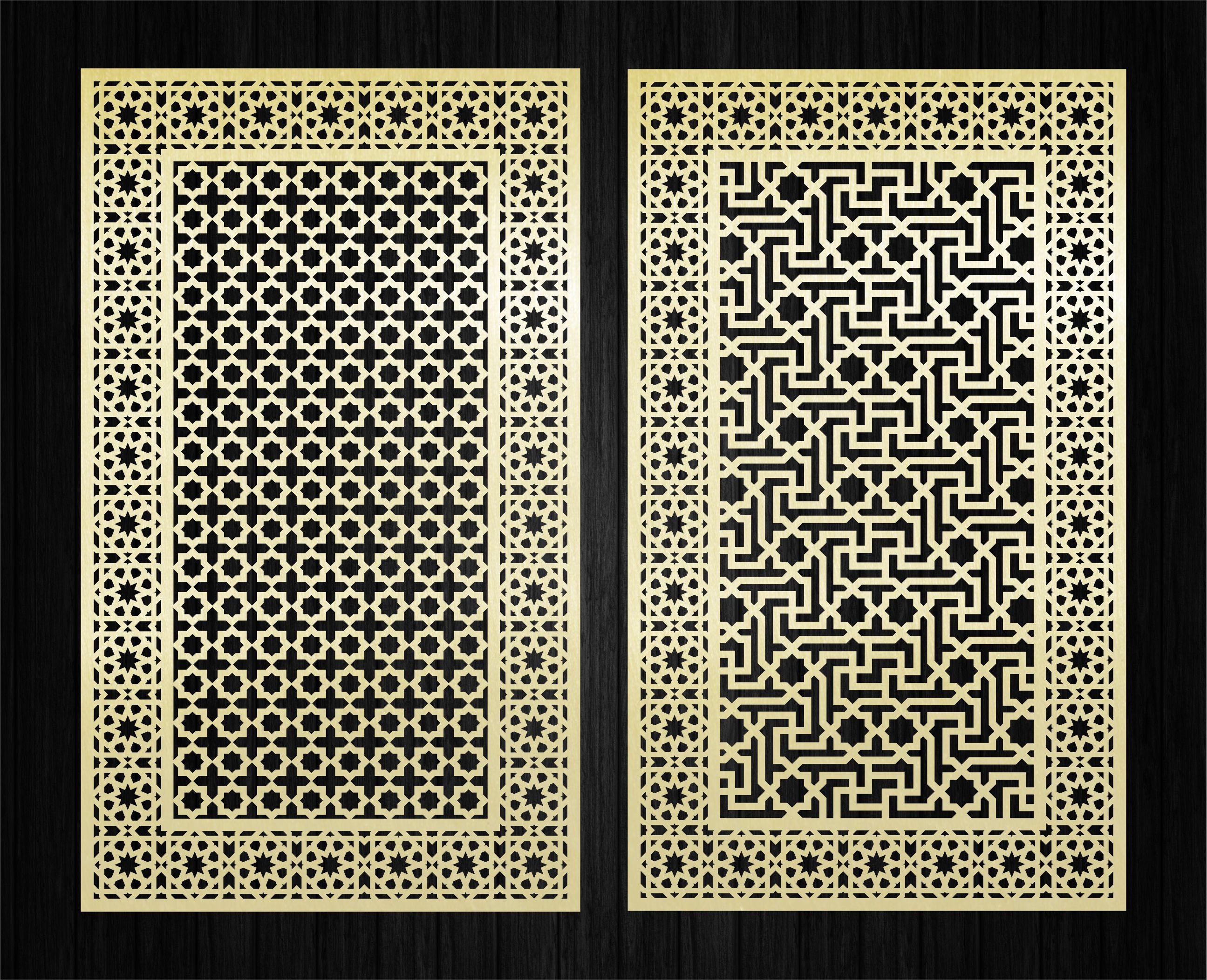 Stylistic Set of Decorative Etsy and Partitions Moroccan Svg, Pattern, - Cutting Laser Panels Arabic Screen With CNC With Pattern, Dxf, Cdr. Files
