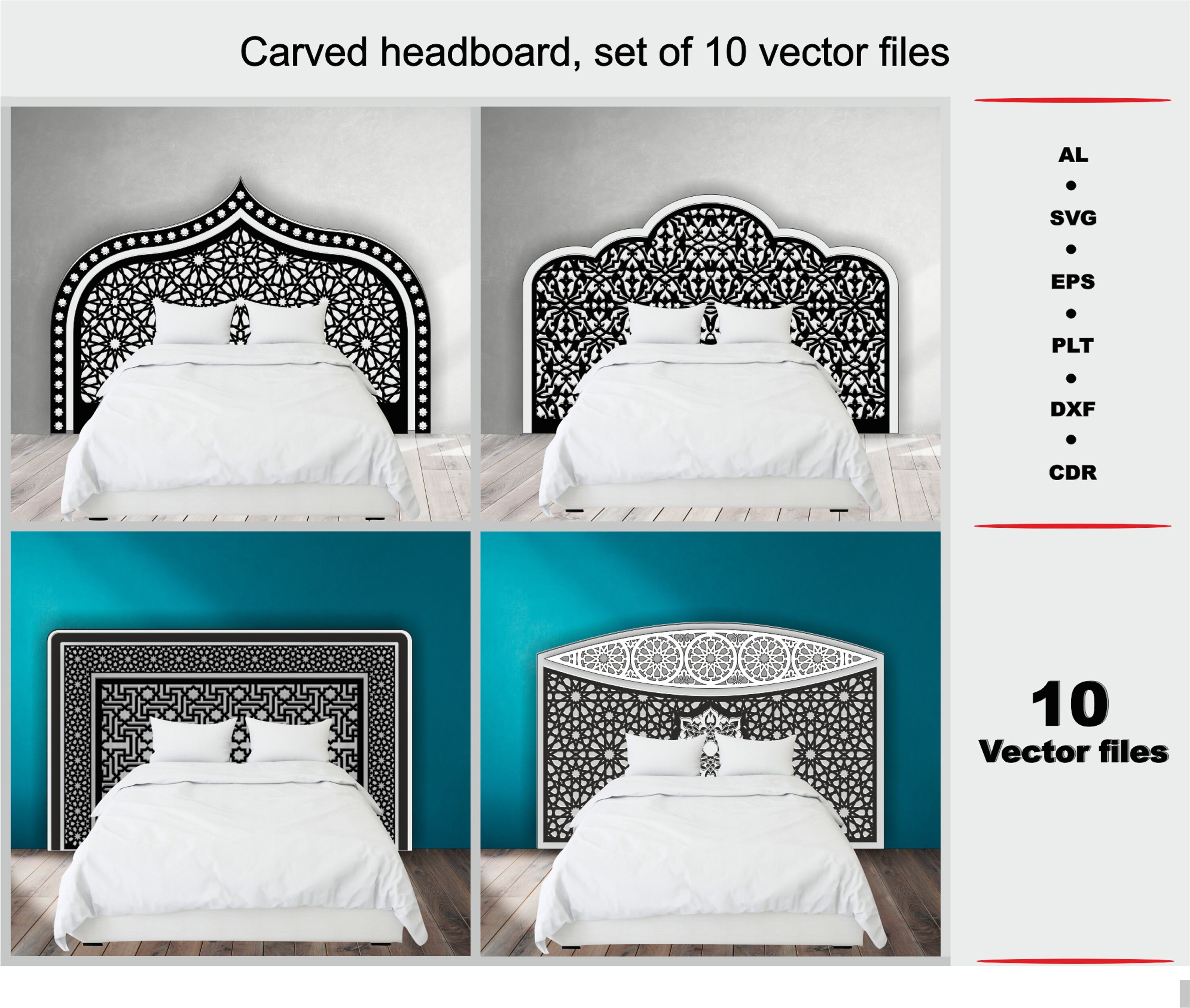Carved Headboards for Bed With Arabic Moroccan and Islamic Etsy UK