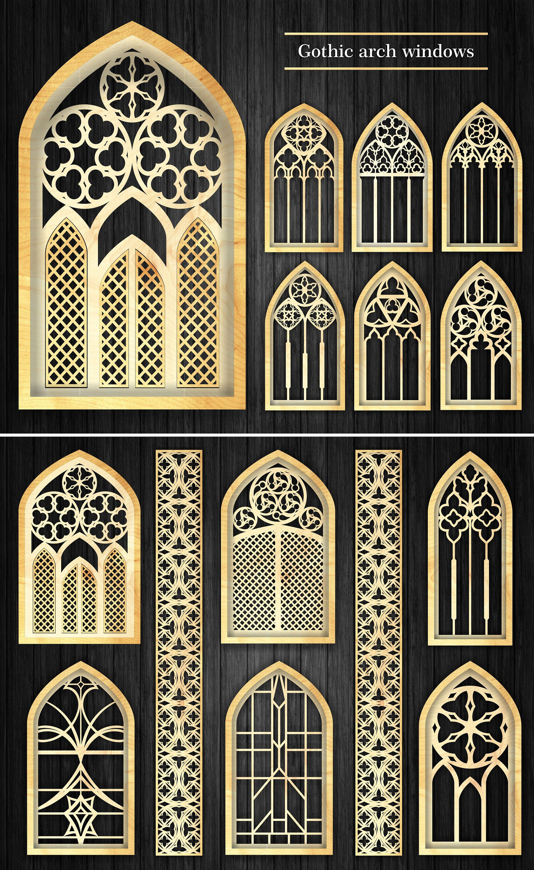 13 Decorative Gothic Window Arches Bundles Wall Decor CNC and Etsy