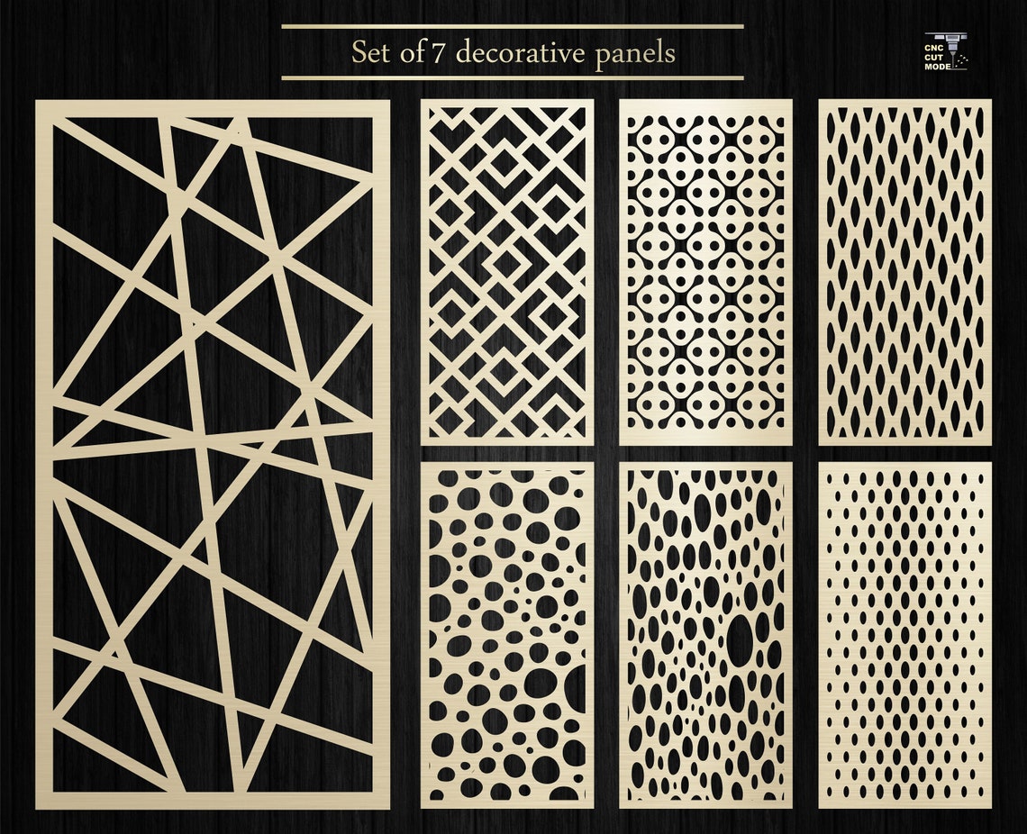 7 Decorative Vector Art Panel dxf.svg.ai.eps. Room - Etsy