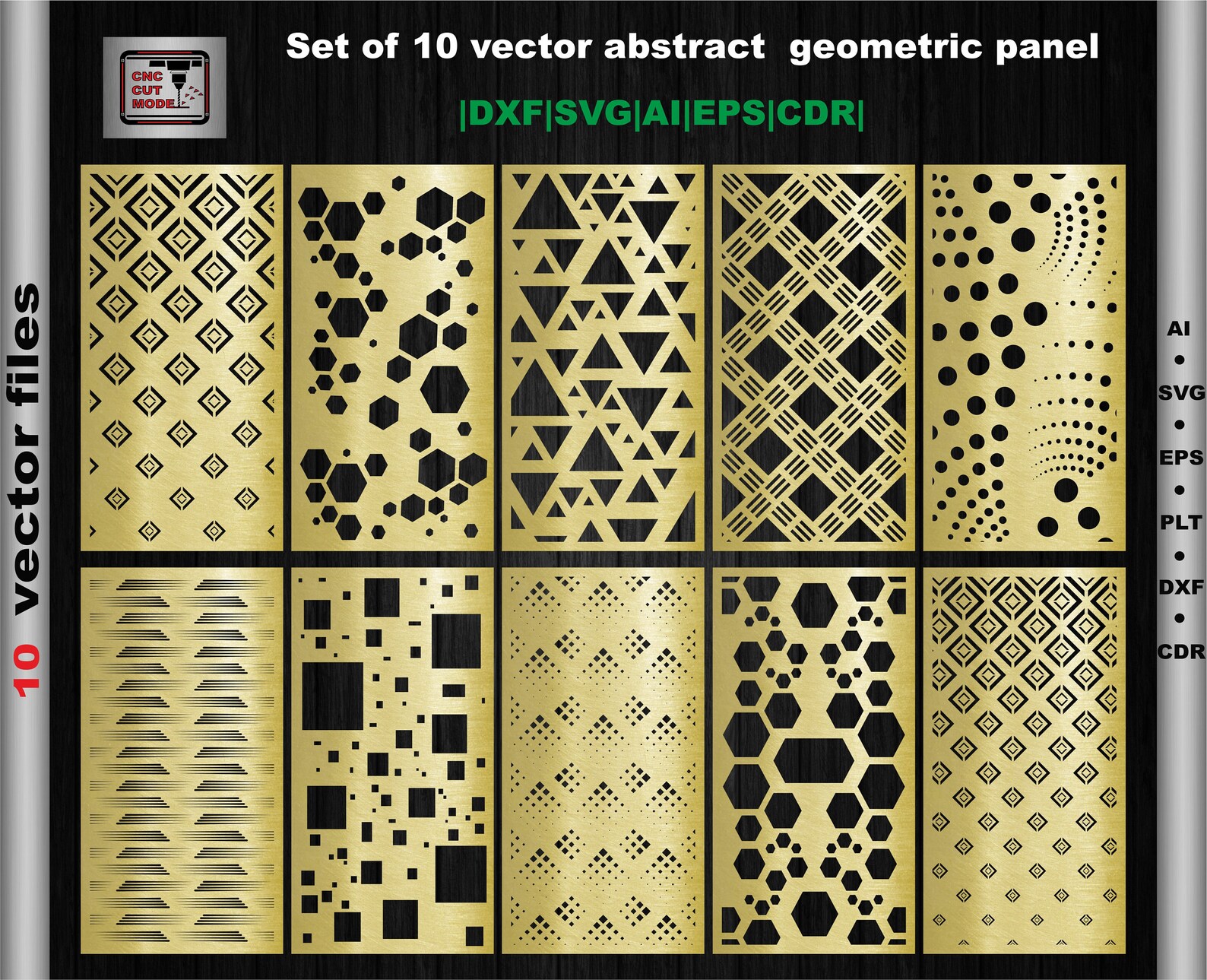 Set of 10 vector panels with abstract and geometric patterns Etsy