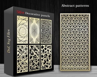50+ Decorative panel, Room divider screen - templates with geometric and abstract patterns, Wall panel CNC, laser cutting files  Dxf, Svg,