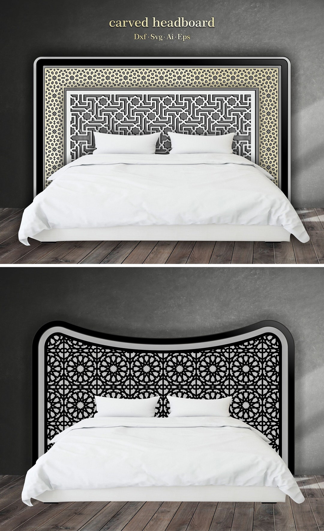 Decorative Carved Headboards for Bed, Wall Panel With Moroccan and
