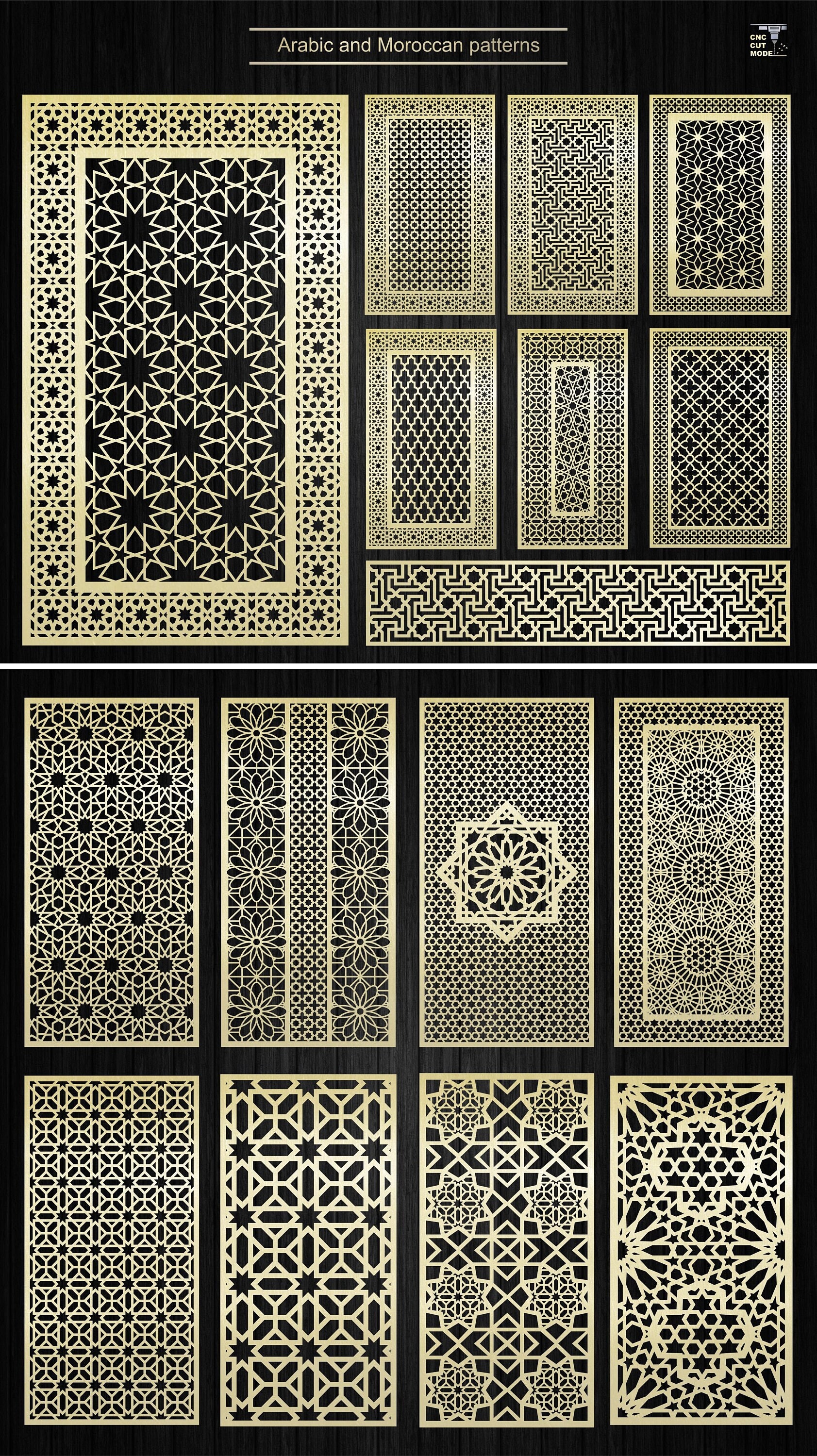 Partitions With Cdr. Svg, Cutting Etsy Arabic Dxf, Laser With Pattern, Stylistic Files Screen Moroccan Set CNC and of Decorative - Panels Pattern,