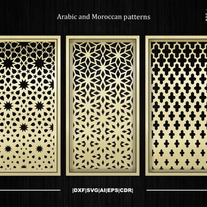 Panneau décoratif avec motif marocain, graphisme arabe, décoration murale, ornements islamiques, CNC, laser, fichiers de découpe plasma Dxf, Svg,