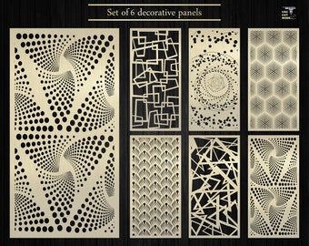 Decorative interior panels, vector abstract pattern (Dxf.Svg.Ai) for laser,plasma and CNC machine cutting.Room divider.Screen patterns