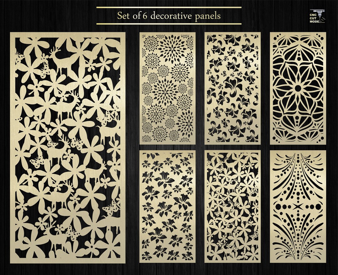 Set of Vector Panels, With Flower Pattern for Laser and Plasma Cutting
