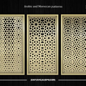 Panneau décoratif à motif arabe, décoration murale, graphismes marocains, ornements islamiques, fichiers de découpe CNC et laser Dxf, Svg.