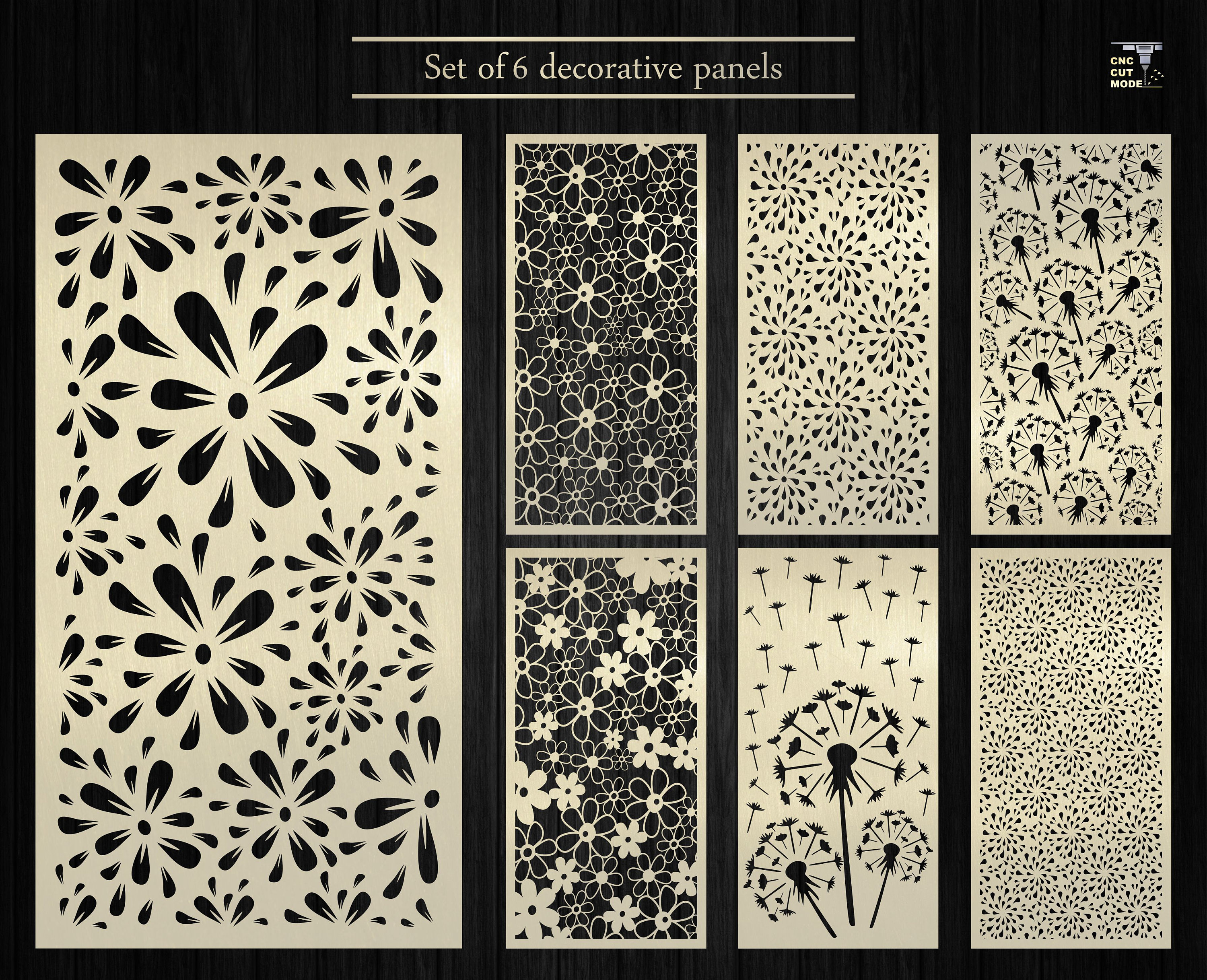 7 Vector Panels With a Floral Pattern for Laser Plasma and Etsy Australia