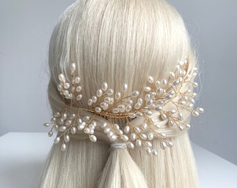 ONDEGO® Gold Hair Jewelry Bridal Jewelry Hair Comb Hair Wire Ivory Floral Jewelry Wedding Hair Jewelry