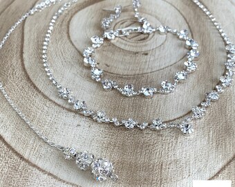 Achterketting SET Strass Glitter Bruids Sieraden Collier Armband Sieraden Set