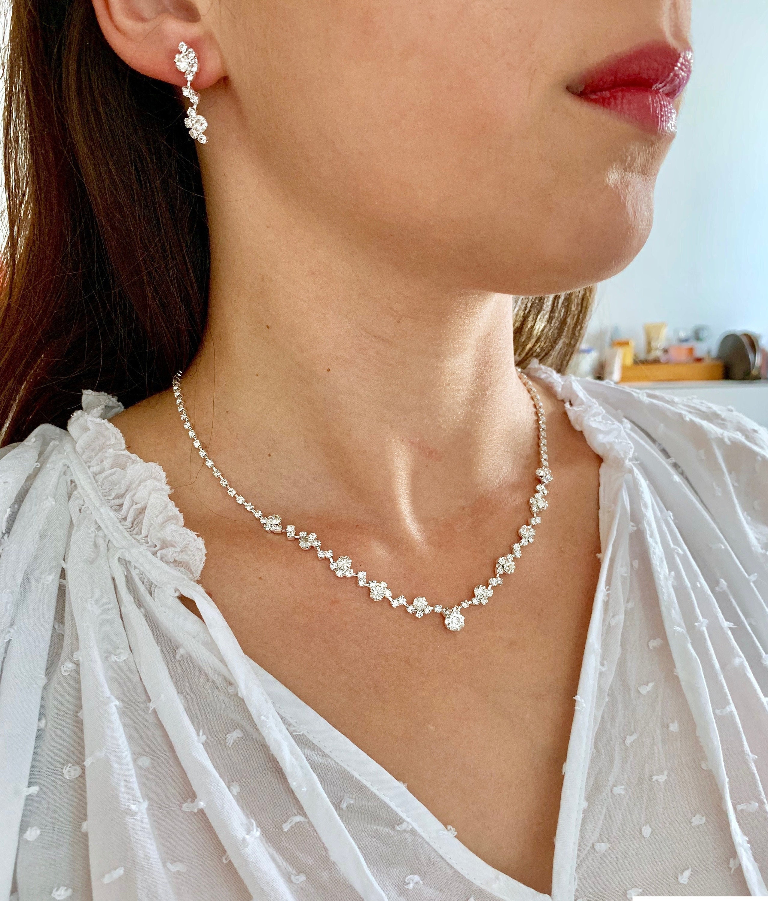 Møde Ubarmhjertig Oversætte ONDEGO® Rhinestone Glitter Bridal Jewelry Necklace Bracelet - Etsy Denmark