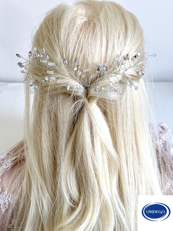 regn høst lytter Glitter Silver Hair Wire Crystal Hair Accessories Bridal - Etsy