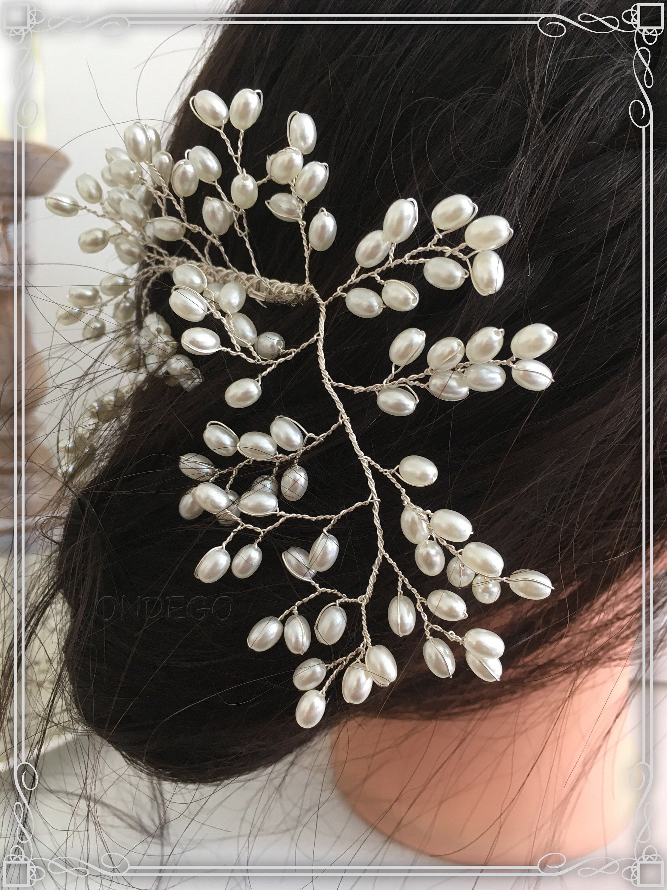 Silver Hair Jewelry Bridal Jewelry Hairline Hair Wire Ivory Etsy