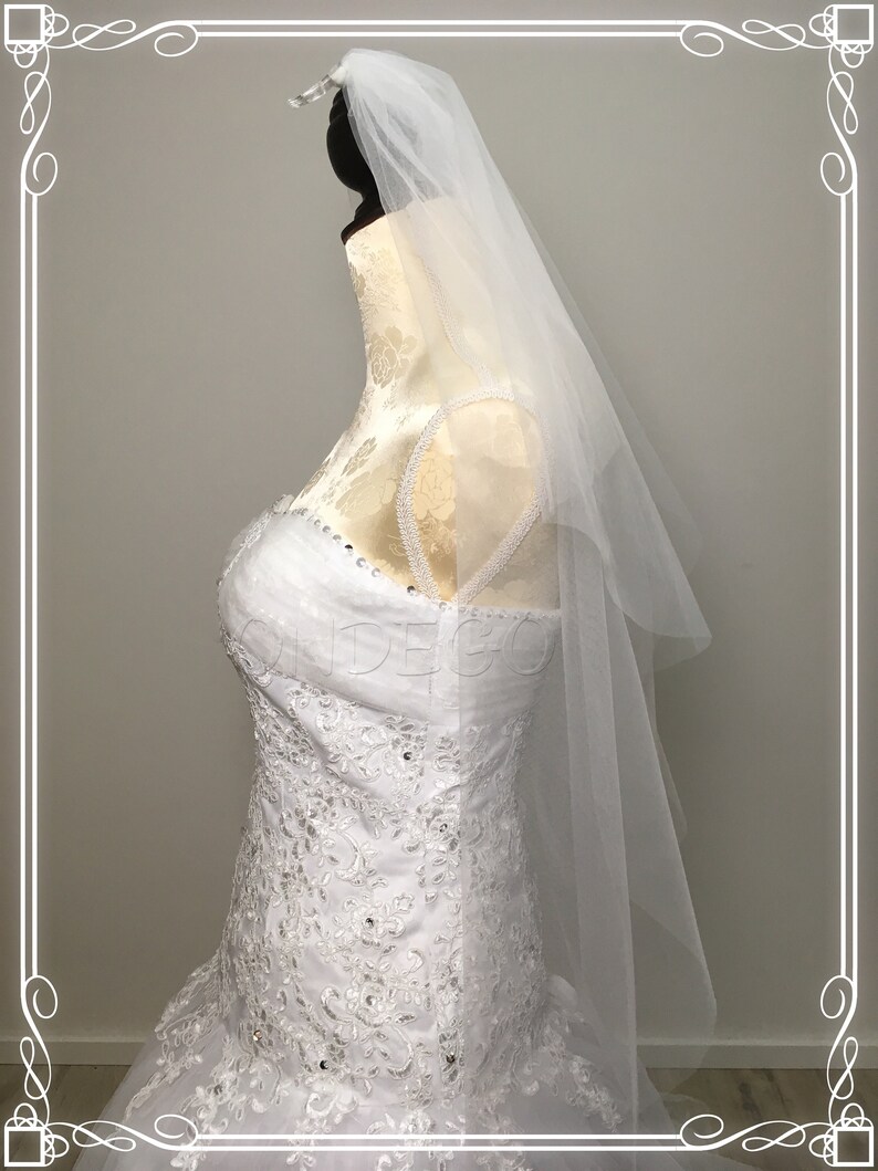 Geyoga Kurzer Brautschleier – Weiß, 50 Cm, Mit Clip, Aus Tüll & Satin, Für Hochzeit, Junggesellinnenabschied & Mehr